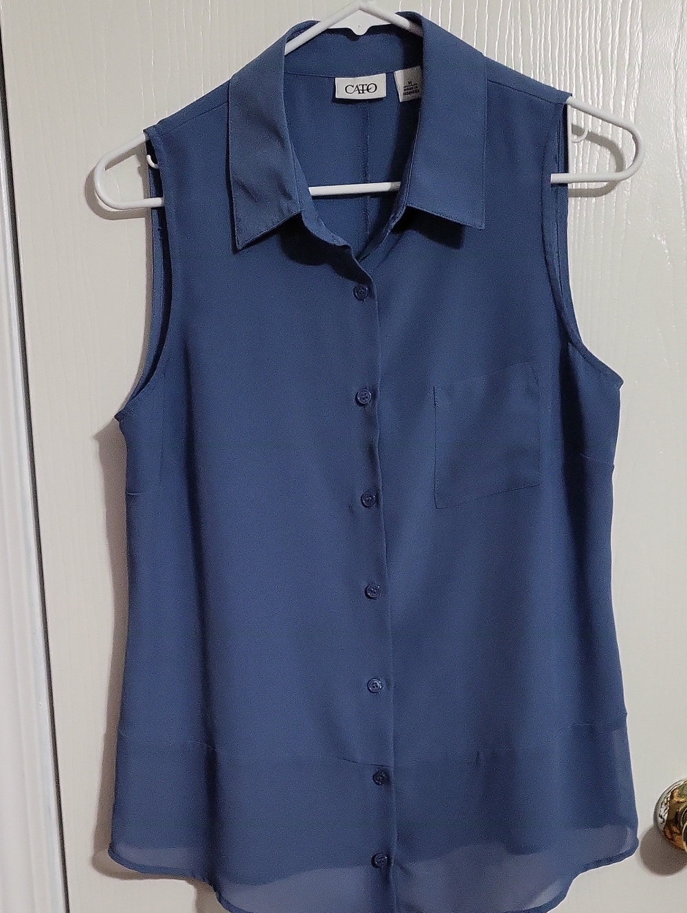 Shirt-Cato Sleeveless Button-Front Camisole in Slate Blue #3211